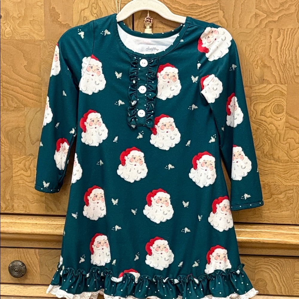 SweetHoney Santa Print Nightgown - Teal